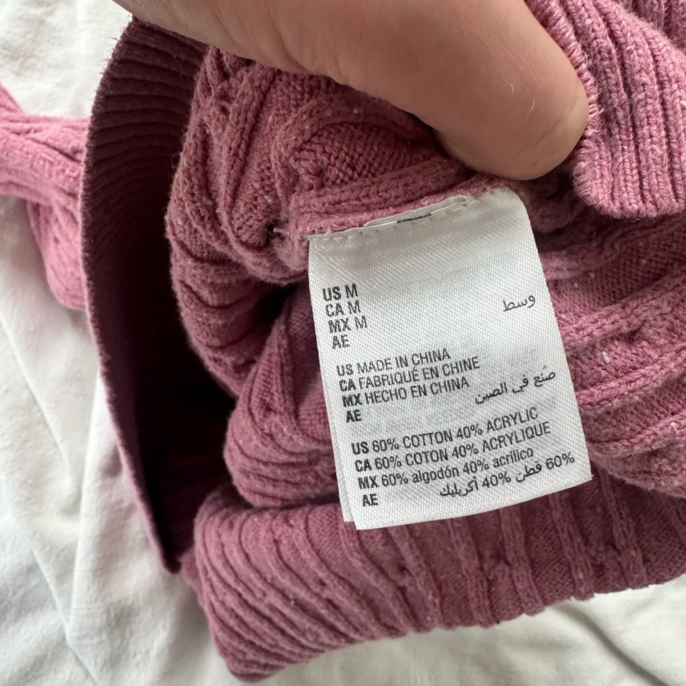 Karen Scott Dusty Rose Cable Knit Crewneck Sweater - Picture 6 of 6